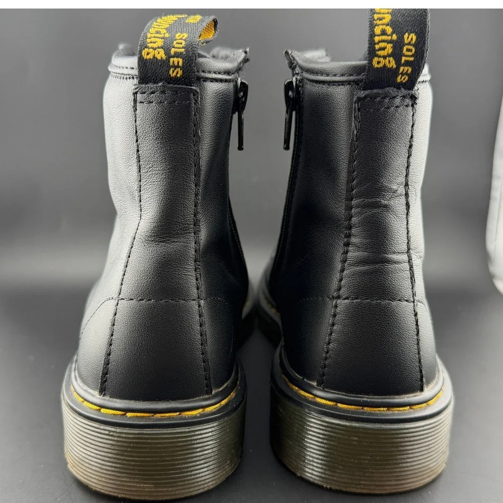Dr. Martens 1460 J Delaney Black Leather Side Zip Combat Boots-4 Men/Y, 5 Womens